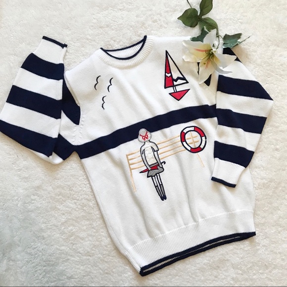 Alfred Dunner Vintage Sweater Nautical 